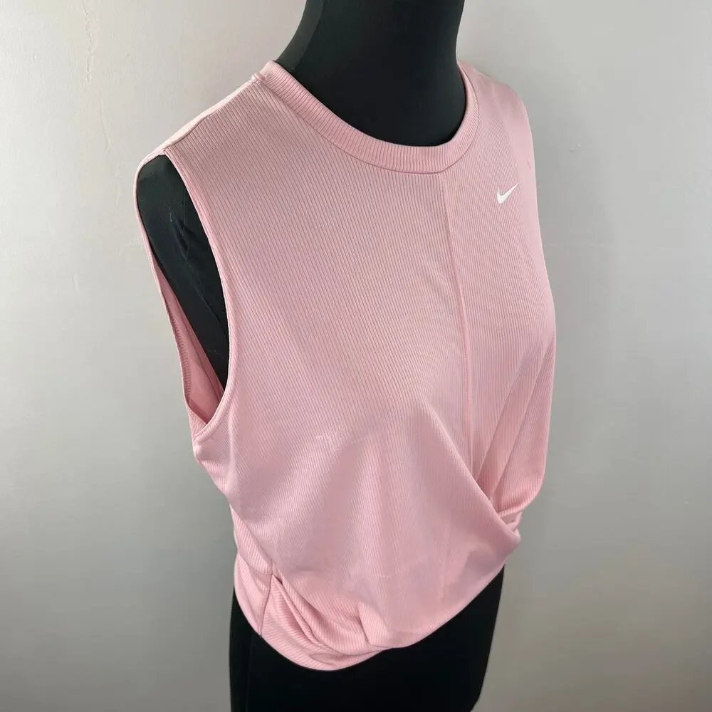 NIKE Womens Pink Dri-Fit Sleeveless Crewneck Cropped Training Tank Top XXL NEW